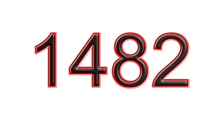 red 1482 number 3d effect white background