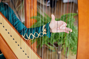 Playing the celtic harp
