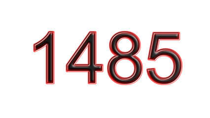 red 1485 number 3d effect white background