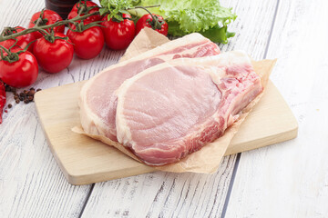 Raw pork t-bone steak for grill
