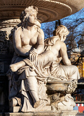 The sculpture of Danube Fountain in Budapest. The female figure symbolizes Sava river