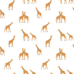 vector seamless pattern with a cute giraffe