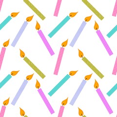 Birthday seamless candles pattern for fabrics and packaging and gifts and cards and wrapping paper and kids
