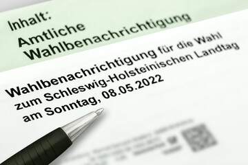 Amtliche Wahlbenachrichtigung für die Landtagswahl in Schleswig-Holstein