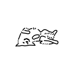 Golder retriever lying on back color line icon. Pictogram for web page