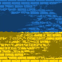 Ukraine flag grunge brick wall