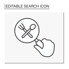  SEO line icon. Looking through a magnifier. Notification sign. Searching for a letter. Exchanging messages. Search concept. Isolated vector illustration. Editable stroke