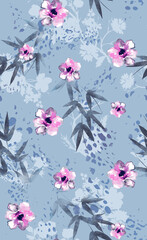 Seamless flowers pattern, floral print.