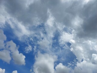 White clouds begin to darken in the blue sky