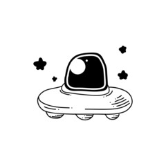 Ufo hand drawn doodle illustration design vector