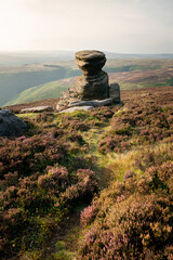 Salt Cellar Derwent Edge, Rock formation during sunset, Peak District, UK
