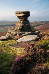 Salt Cellar Derwent Edge, Rock formation during sunset, Peak District, UK