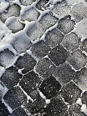 a fragment of a tile in a snow pattern,flat lay