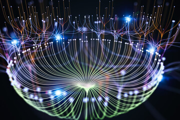 Obraz premium big data visualization digital data threads plot network