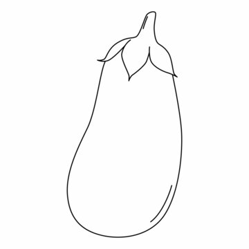 Black and white cartoon vector illustration of eggplant for coloring book. Ripe vegetable for cooking