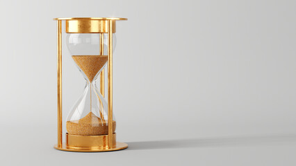 Gold Hourglass, Sandglass on white background - 3d rendering