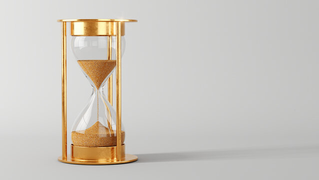 Gold Hourglass, Sandglass on white background - 3d rendering
