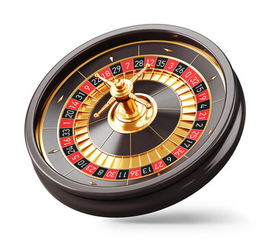 Casino roulette wheel isolated on white. Online casino gambling concept - 3d rendering.