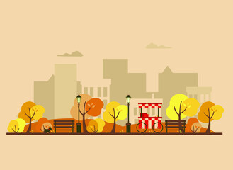 autumn in the park, city park, vector illustration