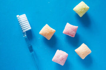 Candies and toothbrush