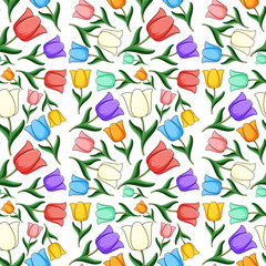 Naklejka na ściany i meble Seamless background design with colorful flowers