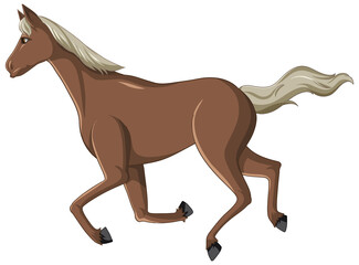 Brown horse running cartoon