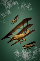 Airplane triplane and biplane vector illustration in retro style vintage - obrazy, fototapety, plakaty