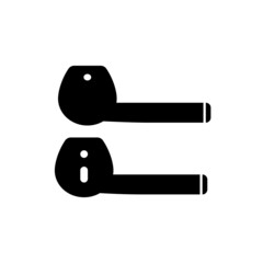 Wireless Earphone Silhouette. Black and White Icon Design Element on Isolated White Background