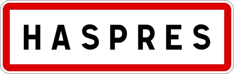 Panneau entrée ville agglomération Haspres / Town entrance sign Haspres