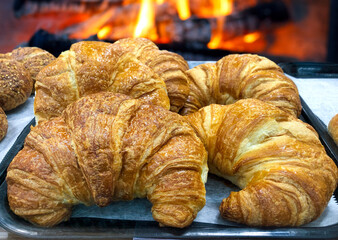 Croissants, is a puff pastry cake in the shape of a half moon.