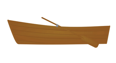Brown small boat. vector illustration