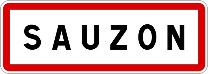 Panneau entrée ville agglomération Sauzon / Town entrance sign Sauzon