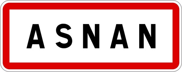 Panneau entrée ville agglomération Asnan / Town entrance sign Asnan