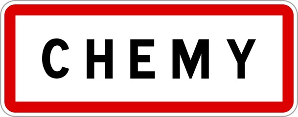 Panneau entrée ville agglomération Chemy / Town entrance sign Chemy