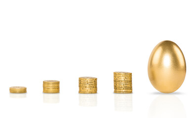 Coin and golden eggs the concept of financial growth