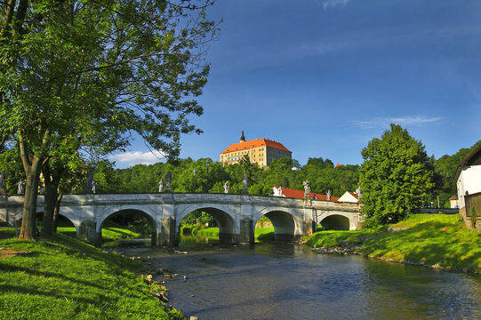Baroque Bridge and the River Oslava, Namest nad Oslavou, Czech Republic