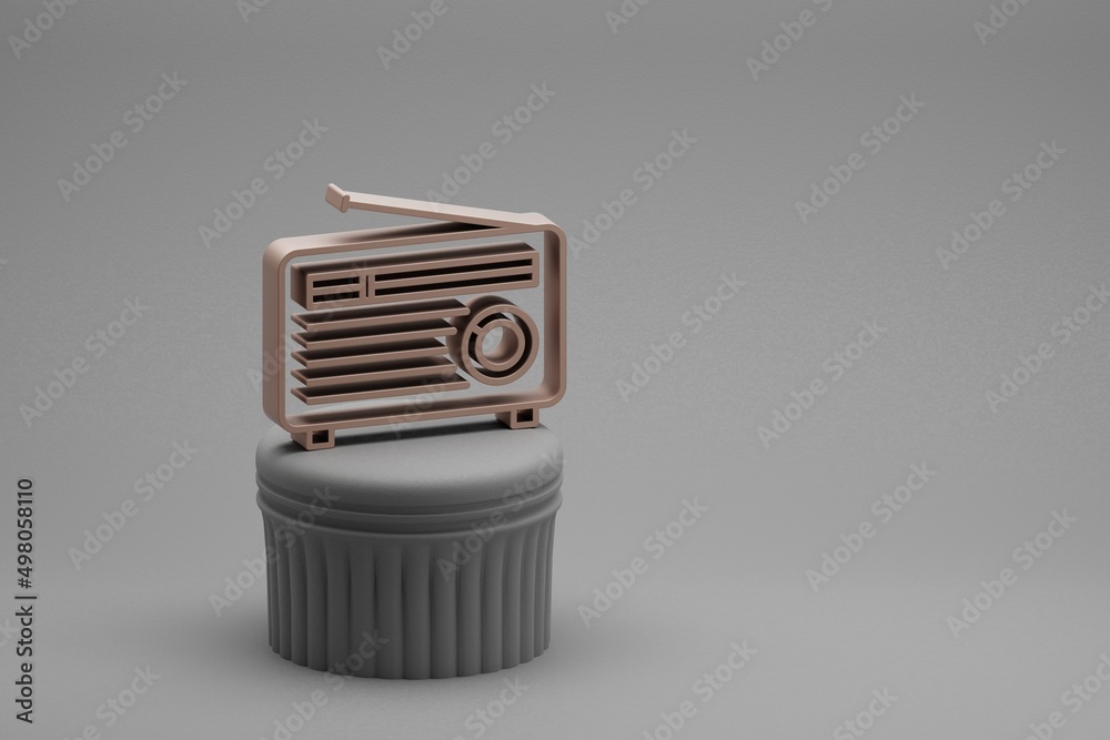 Poster beautiful abstract illustrations musical old radio with short antenna symbol icons on a column and w