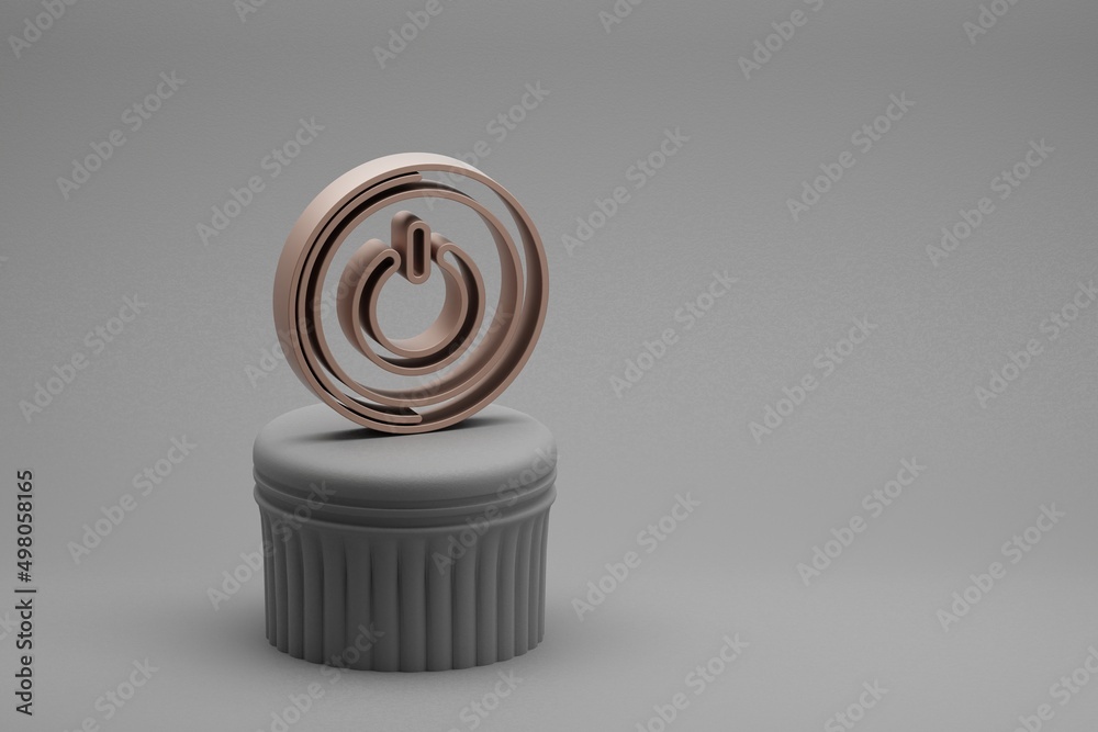 Aufkleber Beautiful abstract illustrations musical Round Power Button symbol icons on a column and wonderful background. 3d rendering illustration. Background pattern for design.