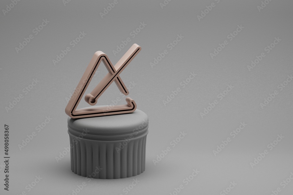 Poster Beautiful abstract illustrations musical Music Triangle symbol icons on a column and wonderful background. 3d rendering illustration. Background pattern for design.