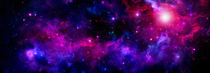 Deep space nebulae with bright stars in the sky - obrazy, fototapety, plakaty