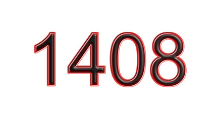 red 1408 number 3d effect white background