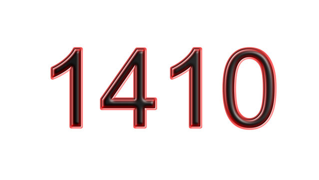 red 1410 number 3d effect white background