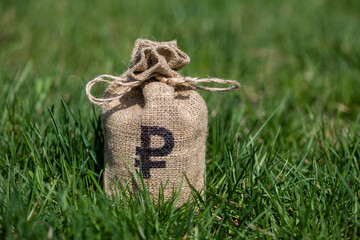 Knotted bag with Russian ruble symbol