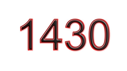 red 1430 number 3d effect white background