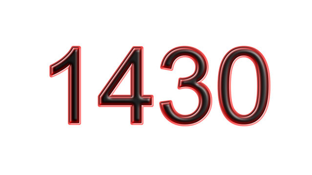 red 1430 number 3d effect white background