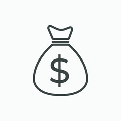 Money bag icon vector symbol isolated. usd, dollar, currency symbol