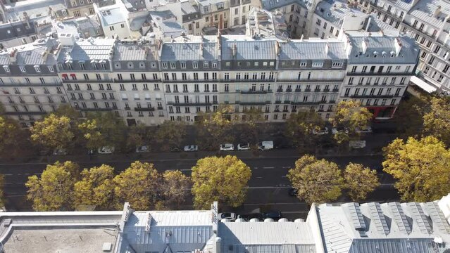 A street in Paris from a drone flight.