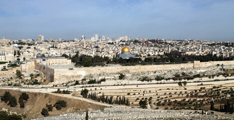 Fototapeta na wymiar Panorama of the City of Jerusalem Israel 