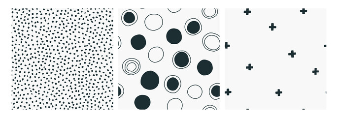 Set with abstract seamless patterns. Creative vector illustration. Abstract contemporary background, trendy pattern. Vector illustrations for card, print on clothes.