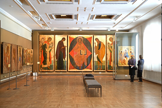State Tretyakov Gallery, art gallery in Moscow, Russia. Hall of Rublev Andrei